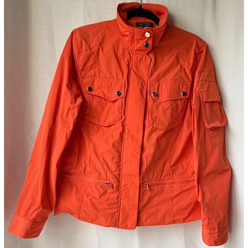 Lauren Ralph Lauren Women L Orange Safari Field Utility Jacket Lightweight LRL